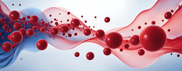 Wall Mural -  Blood cell red 3d background vein flow platelet wave cancer medicine artery abstract. Red cell hemoglobin blood donate anemia isolated plasma leukemia donor vascular system anatomy hemophilia vessels