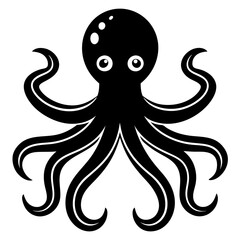 Poster - octopus icon silhouette vector art illustration.