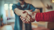 © safu designe - Bank loan officer congratulates customer on home loan approval with a handshake. Concept Congratulations, Banking, Home Loan Approval, Customer Service, Handshake