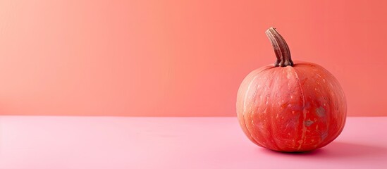 Wall Mural - ripe pumpkin on a pastel background  Food  Isolated. Copy space image. Place for adding text and design