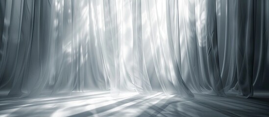 Wall Mural - An abstract image of the light that passes through the curtains in the grey tone. Copy space image. Place for adding text and design