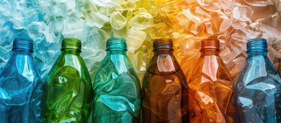 Four types of chopped plastic bottles photo collage vDj
