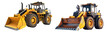 © Shivart - Yellow Tractors with Front-End Loader Buckets on White Background