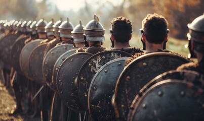 Roman Soldiers in Formation Shields Up, Generative AI