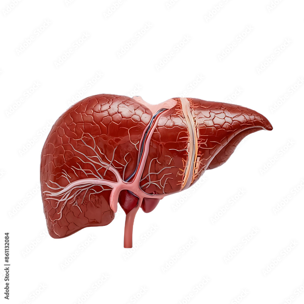 Detailed Anatomical Diagram of a Human Liver Isolated Background ...