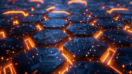 Wall Mural - Illuminated Hexagon Pattern