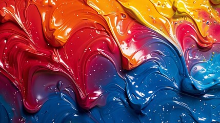 Poster - Red, Yellow, And Blue Paint Swirls