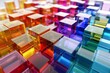 © Straxer - Digital generated image of cubes with abstract multi coloured tumbler switch data on white background.