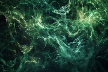 Wall Mural - Digital generated image of green infinity covered by organic turbulent splines on black background.