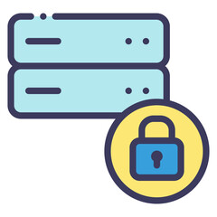 Wall Mural - database storage with safety lock icon