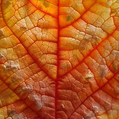 Canvas Print - Vibrant Autumn Leaf with Intricate Veins and Captivating Colors