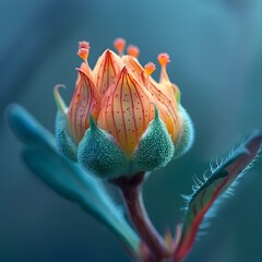 Canvas Print - Captivating Macro Shot of a Vibrant Flower Bud Revealing Intricate Textures and Colors