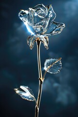 Sticker - A beautiful crystal rose with a gold stem