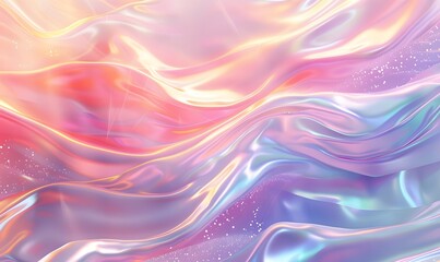 Wall Mural - holographic waves on pastel background, 