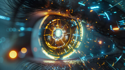 Wall Mural - eye of futuristic and innovative imagery ai and automation use of artificial intelligence and automa
