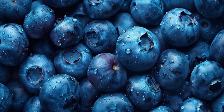 Close-up of Fresh Blueberries with Water Droplets