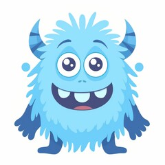 Wall Mural - Happy Halloween. Monster fluffy. Blue silhouette icon. Eyes, fang teeth. Childish cartoon kawaii funny boo spooky baby character. Isolated. White background. Modern illustration.