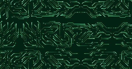 Wall Mural - futurist movement of green matrix digital glow vertical and horizontal lines like electronic circuit