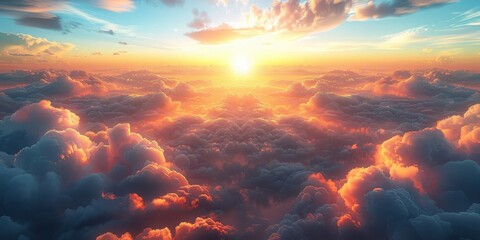 Wall Mural - Golden Sunset Above the Clouds