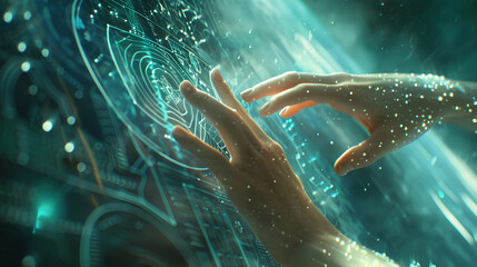 Wall Mural - Woman hand touching The metaverse universe,Digital transformation conceptual for next generation technology era