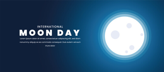 International moon day 20 july for banner, poster template. Vector illustration