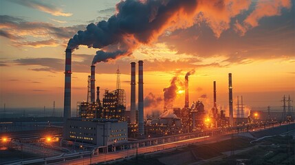 Aufkleber - Landscape power plant manufacturing. Generative AI.