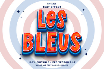 Wall Mural - France Les Bleus 3d Editable Text Effect Template Style Premium Vector