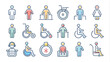 © Alon - Disability line web icons. Disabled people. Editable stroke. Vector illustration