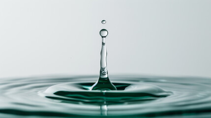 Wall Mural - Close-up of water drop splash captured in macro photography, isolated on a white background 