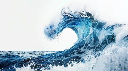 Wall Mural - Ocean wave, water splash isolated on white background.