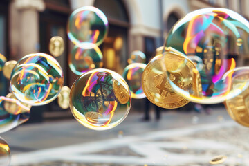Wall Mural - Finance Bubble: Abstract Financial Background, Realistic Street