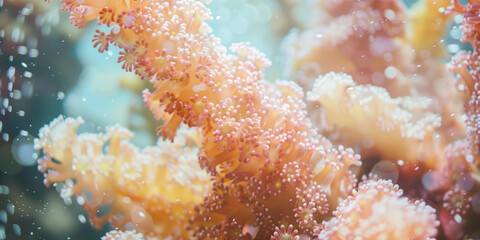 Vibrant Underwater Coral Reef with Colorful Marine Life and Floating Particles