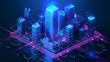 © keiron - Futuristic isometric city big data flow network software engineering development