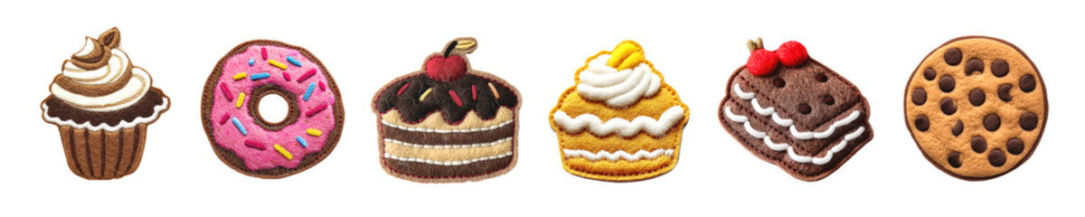 Sticker - Felt dessert png cut out element set