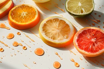 Wall Mural - Various orange and lemon slices on surface