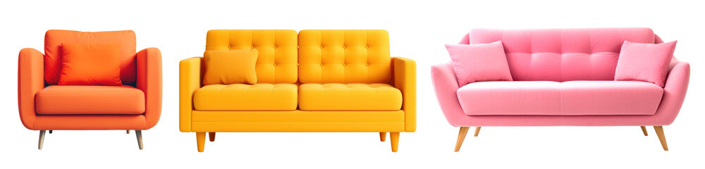 Sticker - Modern armchair furniture png element set on transparent background