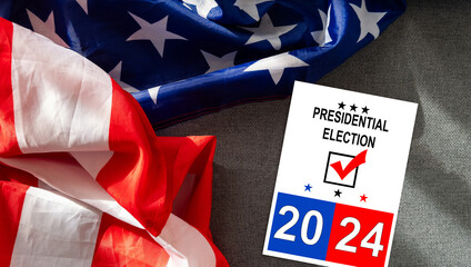 Wall Mural - Presidential Election 2024 in United States. Vote day, November 5. US Election campaign. Make your choice. Patriotic american illustration. Poster, card, banner and background
