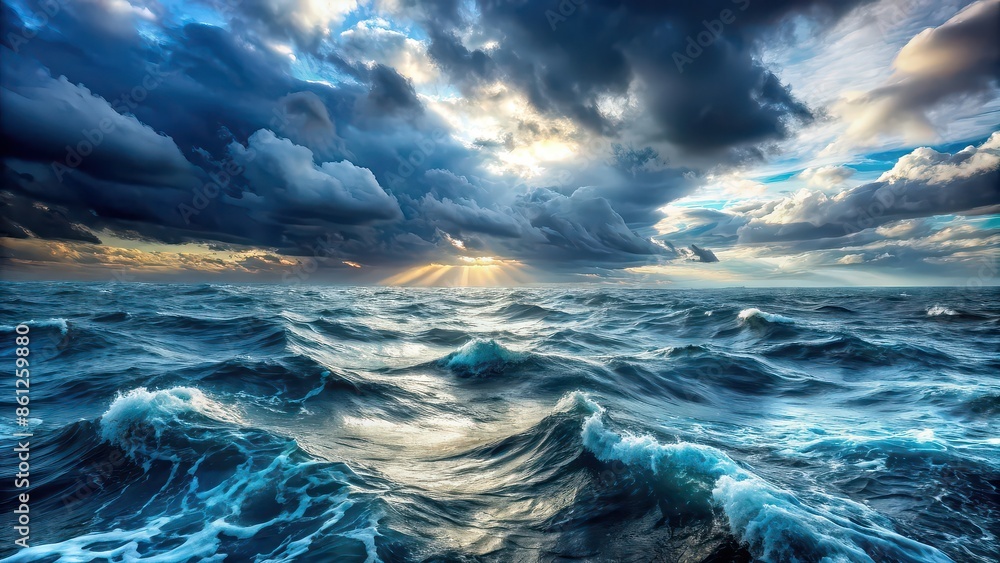 Stormy sea panorama with high resolution HDRI environment map, stormy ...