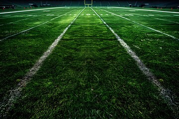 Wall Mural - Goalpost on football field from bird's view