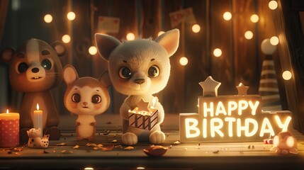 Animated Animals Celebrate Birthday With Lights