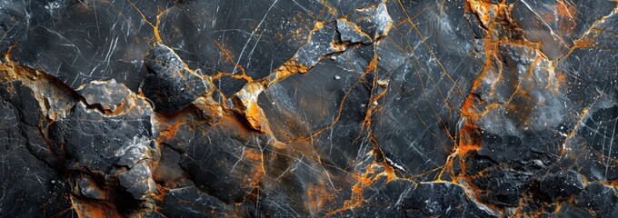 Wall Mural - Black Marble With Golden Veins