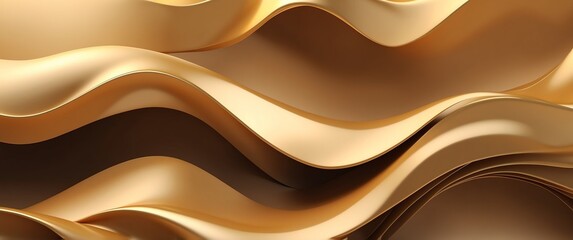 Wall Mural - gold theme wave layers solid d abstract background banner with copy space