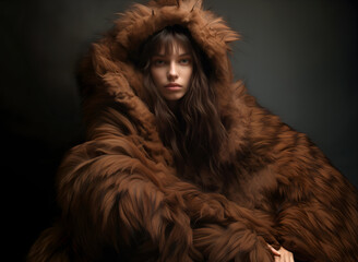 fashion editorial concept. stunning beautiful woman in brown luxury fancy chic luxurious impeccable 