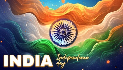 Wall Mural - India Independence Day Poster Design wit Indian Flag