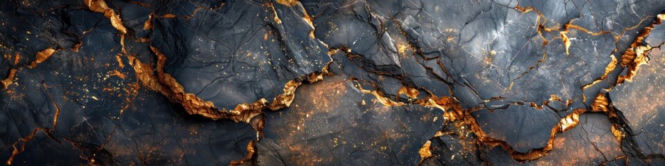 Wall Mural - Cracked Black and Gold Stone Texture