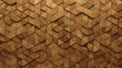 © RocknRoller Studios - Timber, Wood Wall background with tiles. Triangular, tile Wallpaper with 3D, Soft sheen blocks. 3D Render