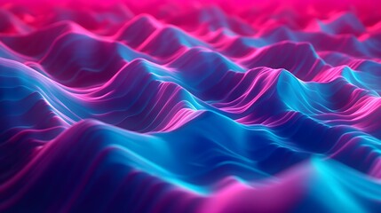 Canvas Print - 3. Craft a hypnotic pattern of neon waves in shades of turquoise and magenta, flowing seamlessly to create an immersive 3D environment.