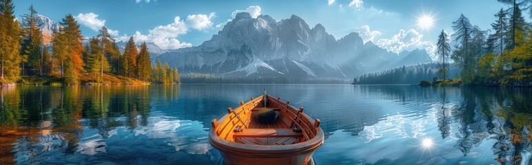 Wall Mural - Tranquil Lake and Majestic Mountains in the Italian Alps