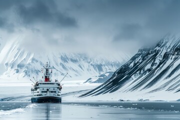 Wall Mural - Expedition Ship exploring Svalbard, Norway