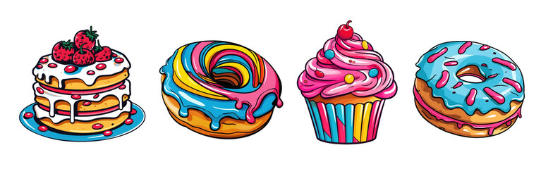 Canvas Print - dessert pop art stickers set